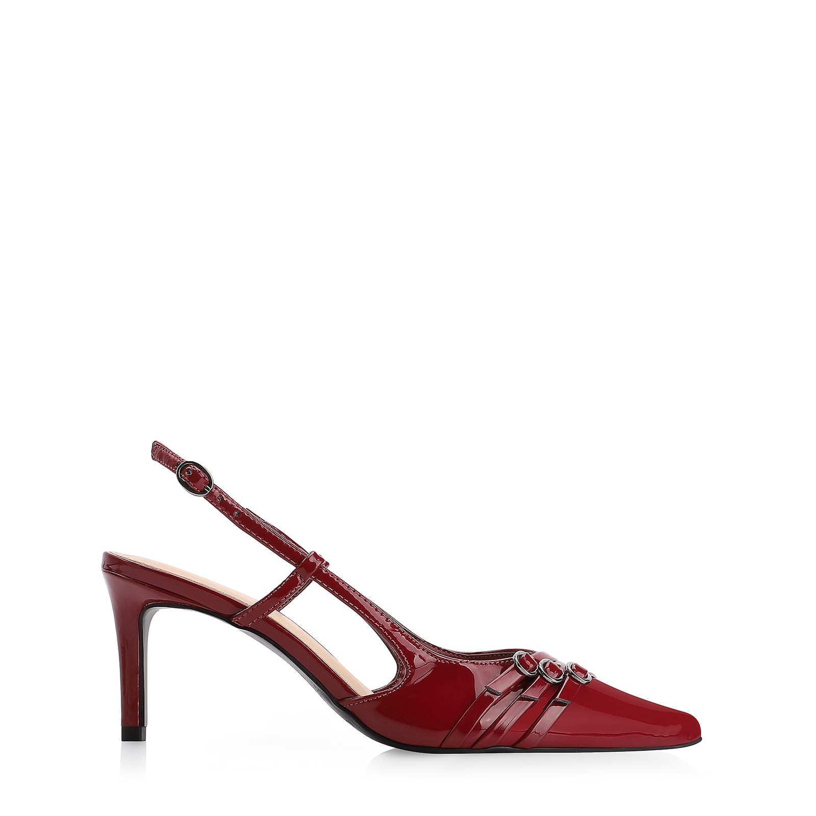 Scarpin Fivelas Verniz Vermelho Cereja