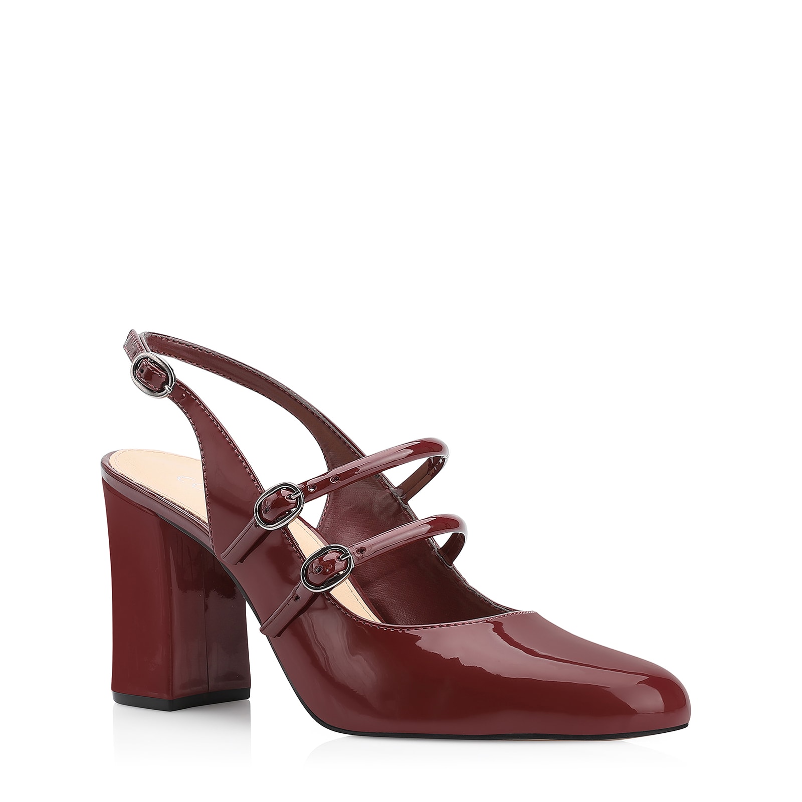 Scarpin Fivelas Verniz Vinho