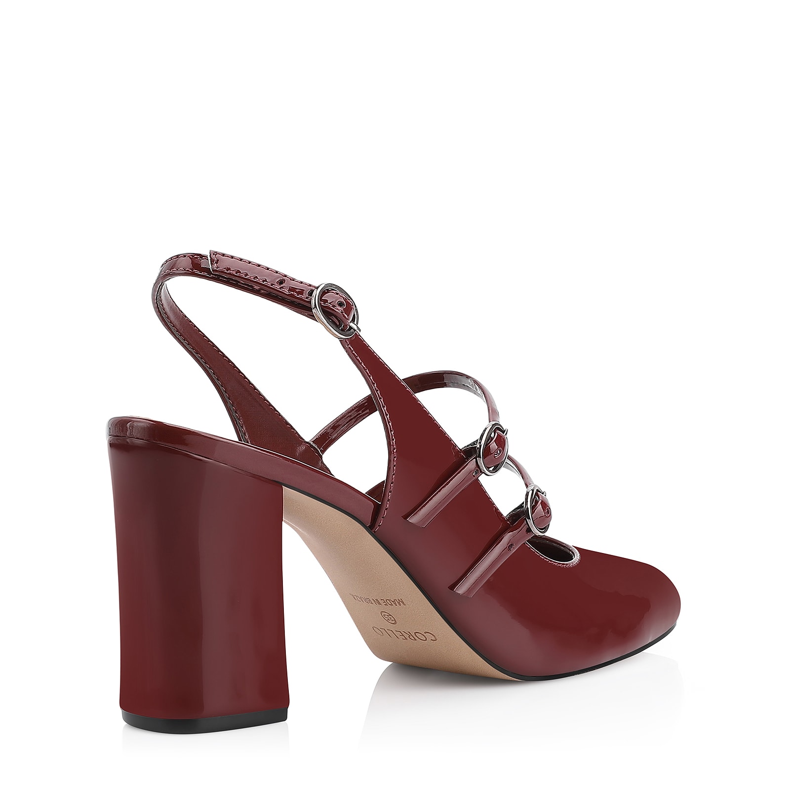 Scarpin Fivelas Verniz Vinho