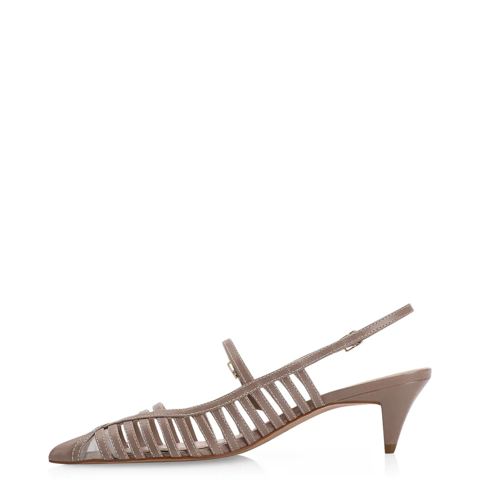 Scarpin Kitten Couro Bege - imagem 4