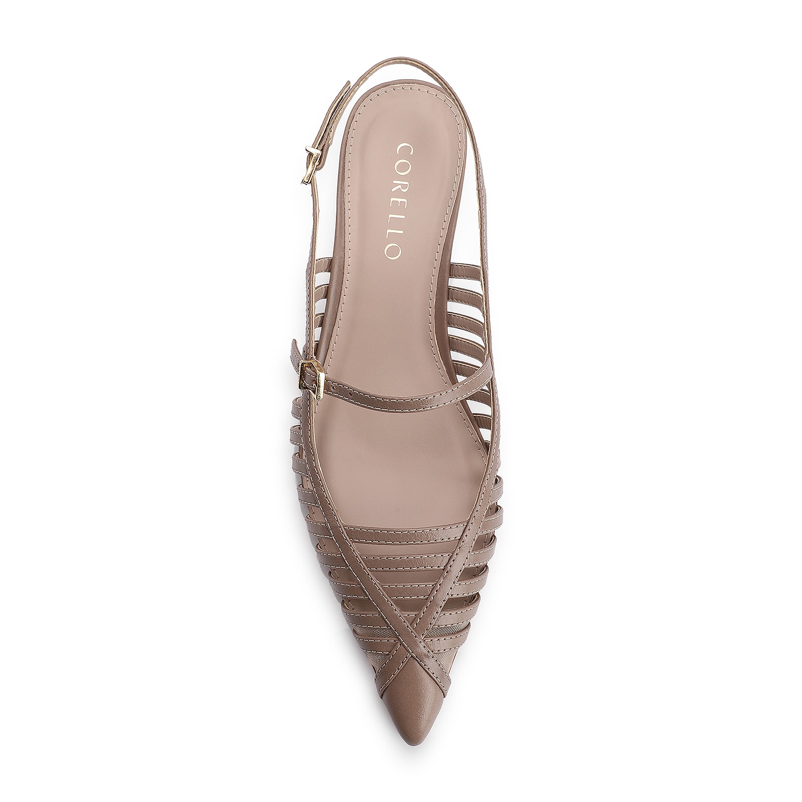 Scarpin Kitten Couro Bege