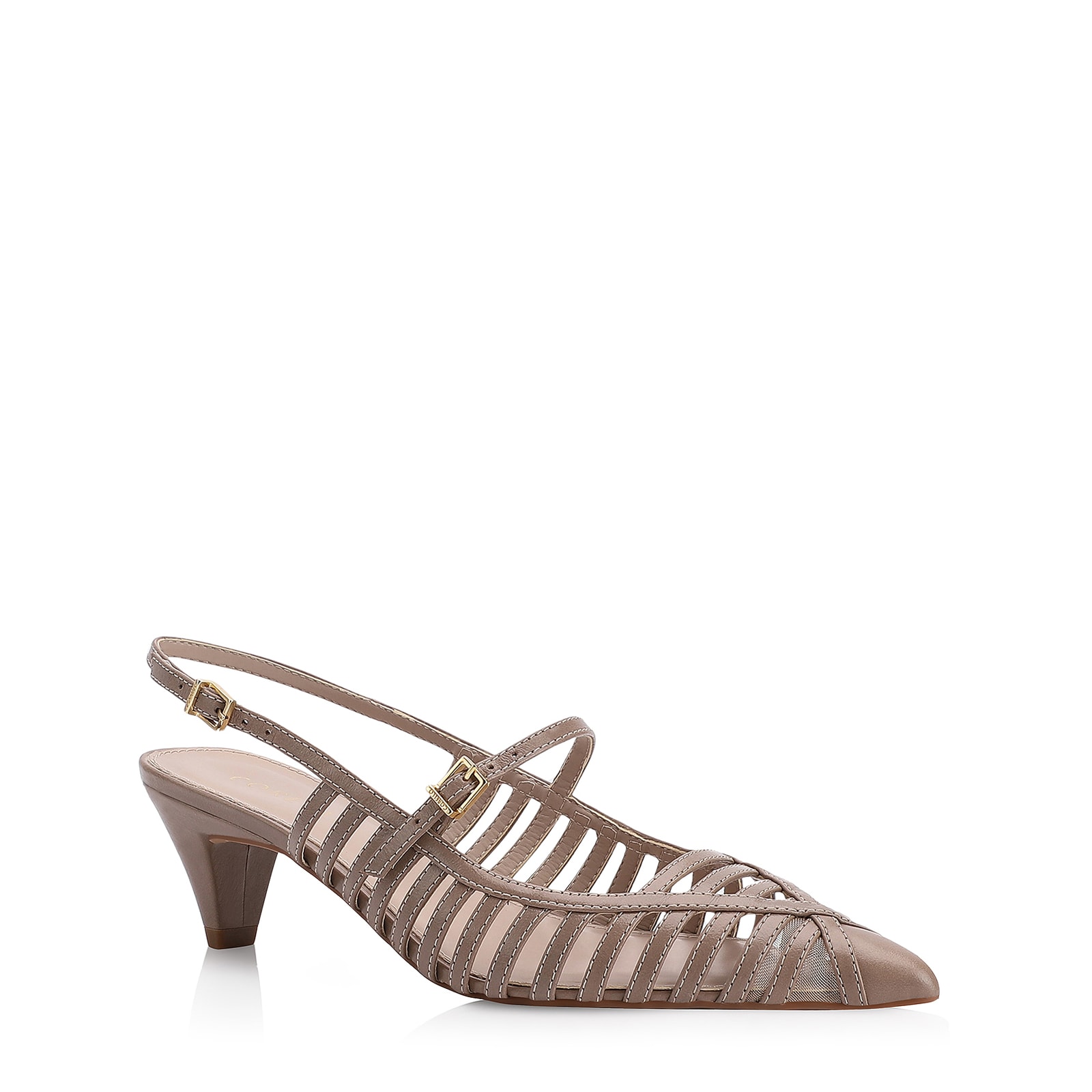 Scarpin Kitten Couro Bege