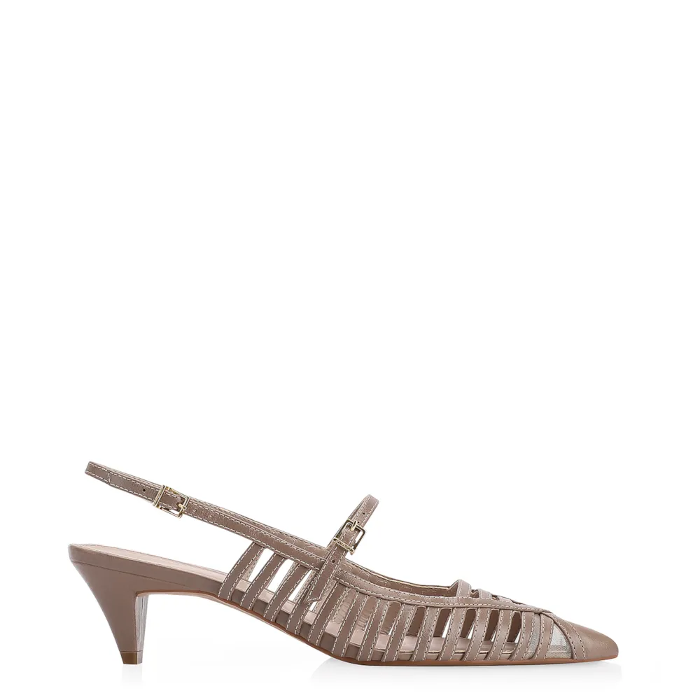 Scarpin Kitten Couro Bege - imagem 2