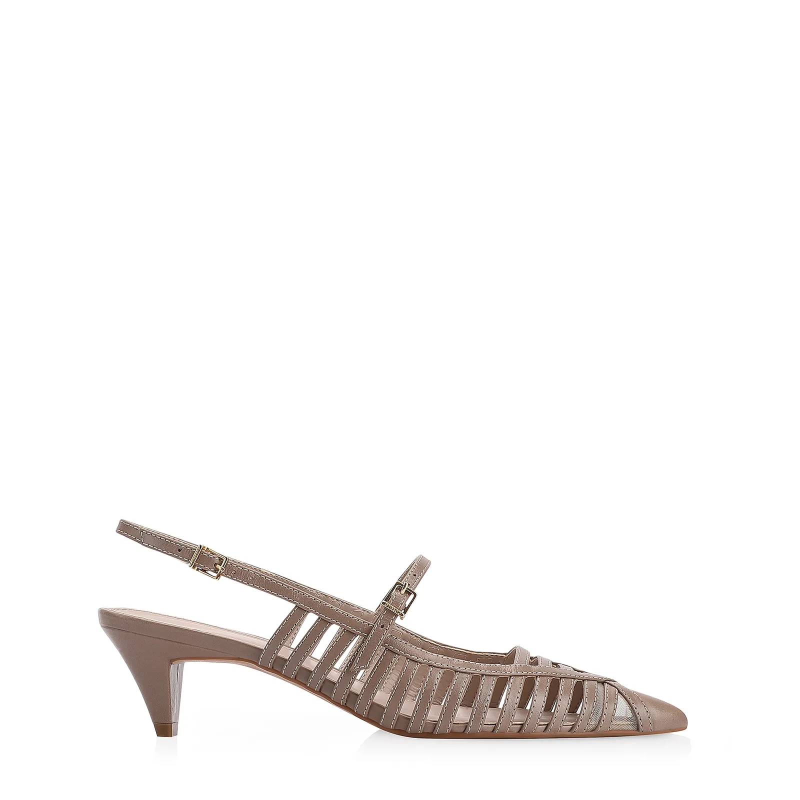 Scarpin Kitten Couro Bege
