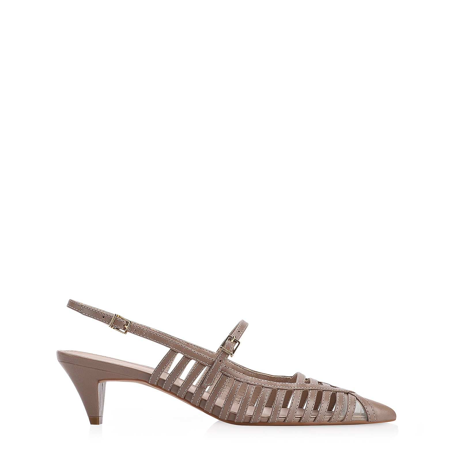 Scarpin Kitten Couro Bege