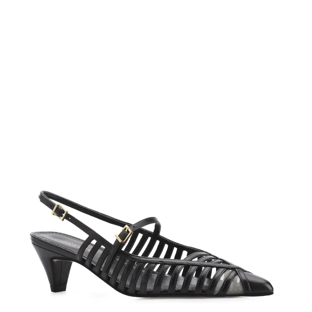 Scarpin Kitten Couro Preto