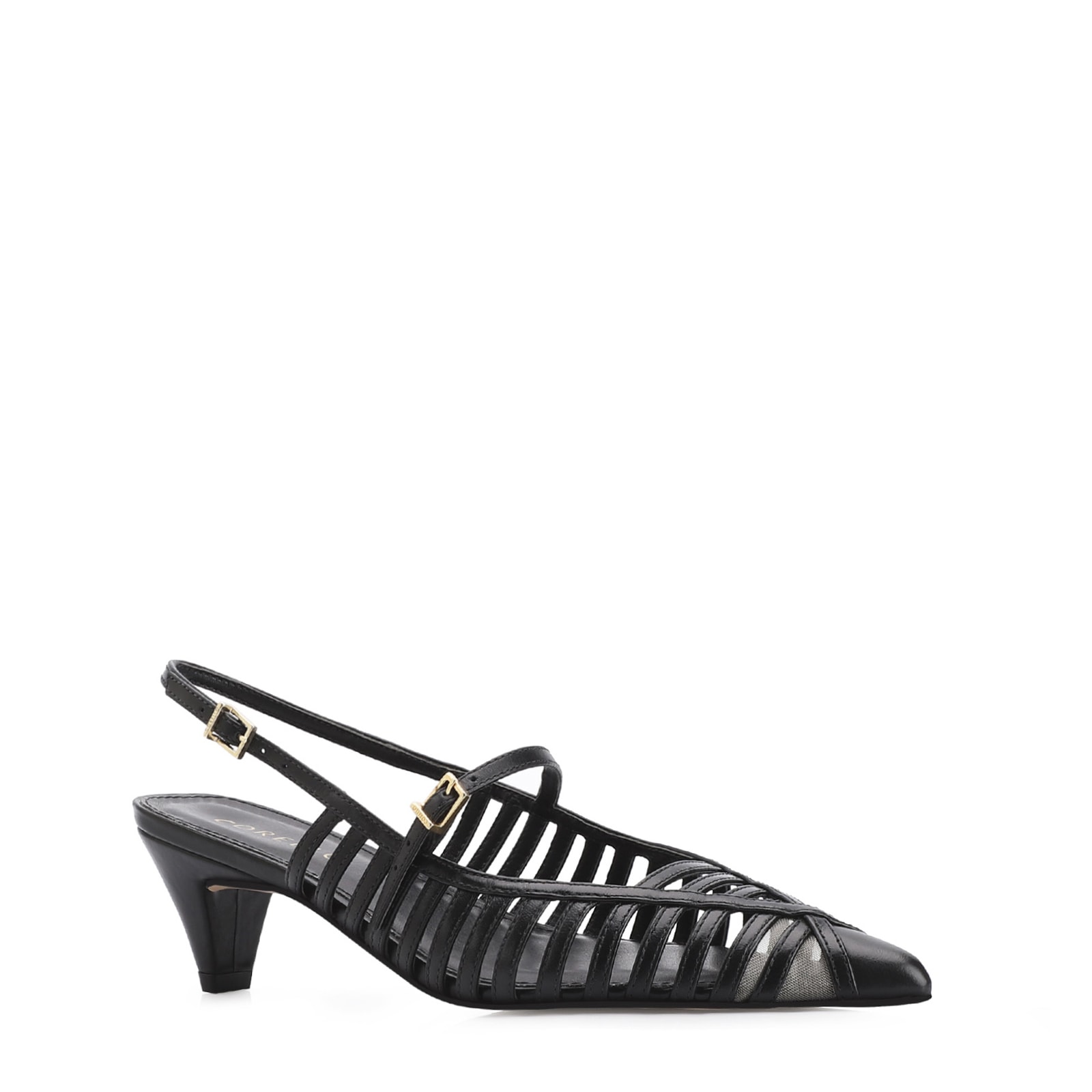 Scarpin Kitten Couro Preto