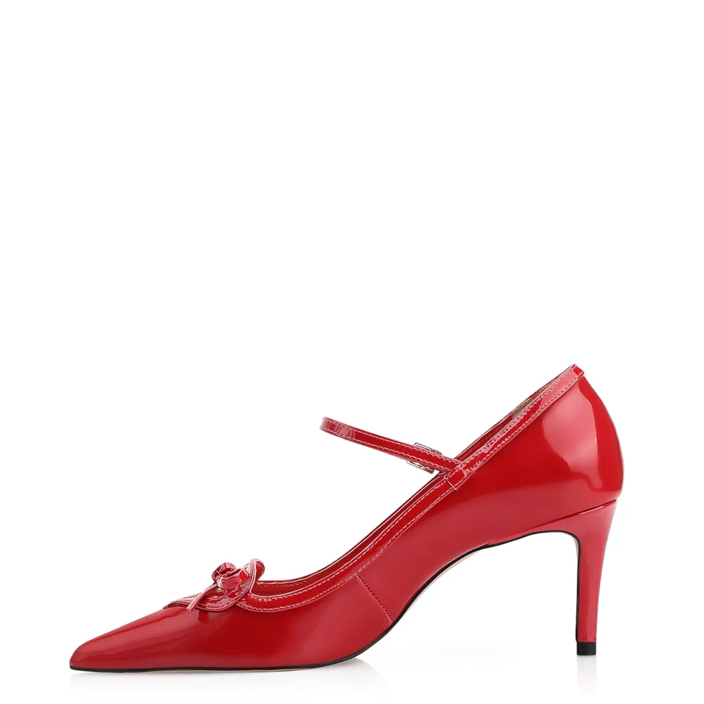 Scarpin Laço Verniz Vermelho - imagem 5
