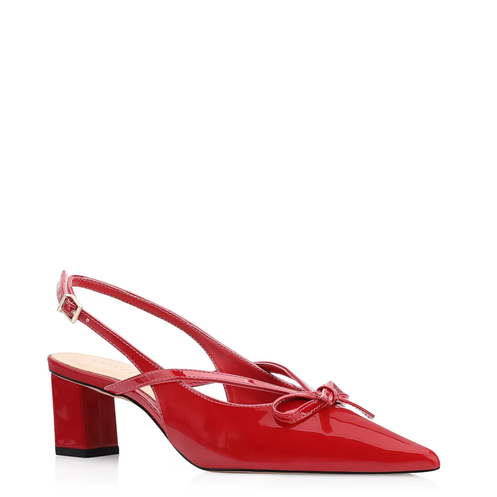 Scarpin Laço Verniz Vermelho