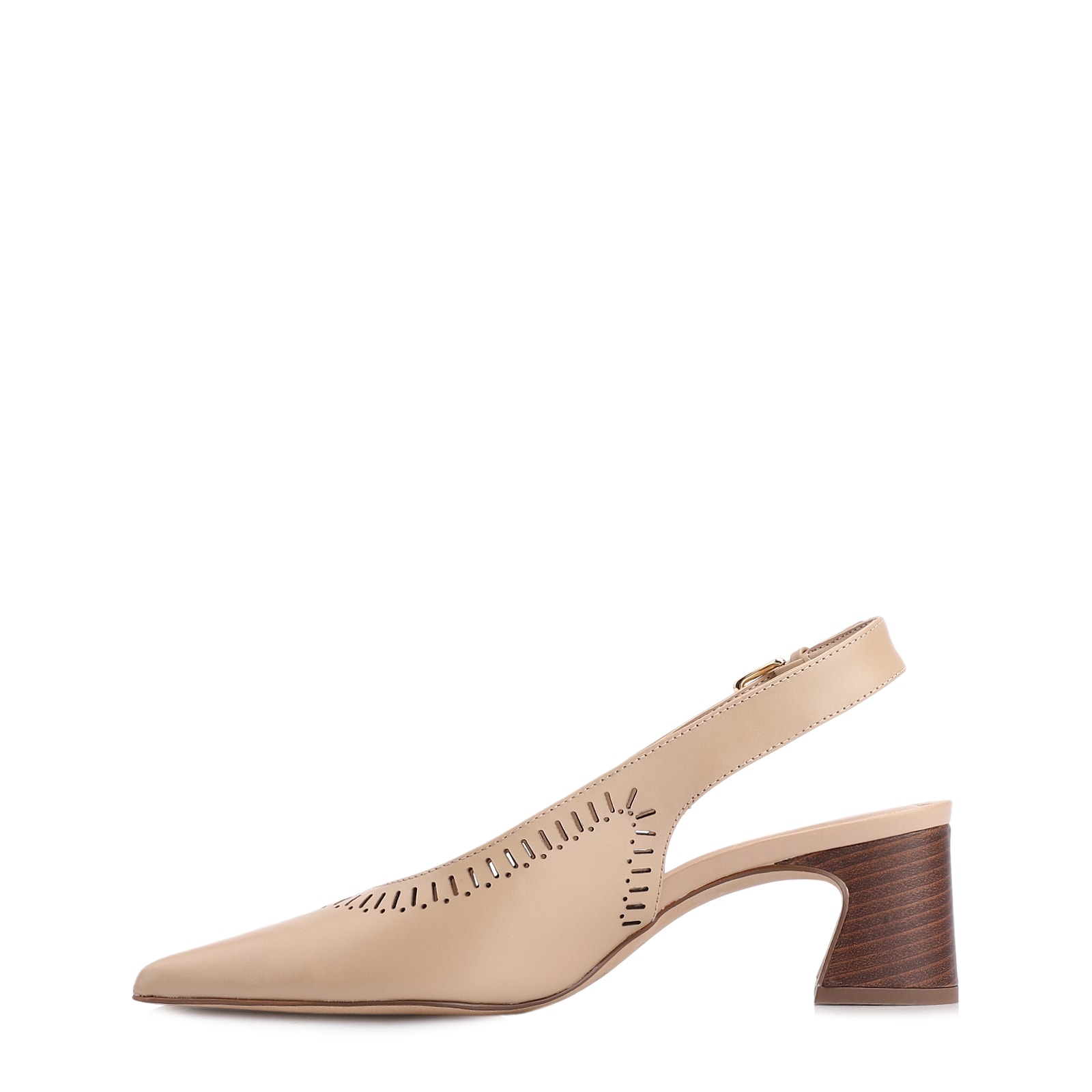 Scarpin Laser Cut Couro Bege