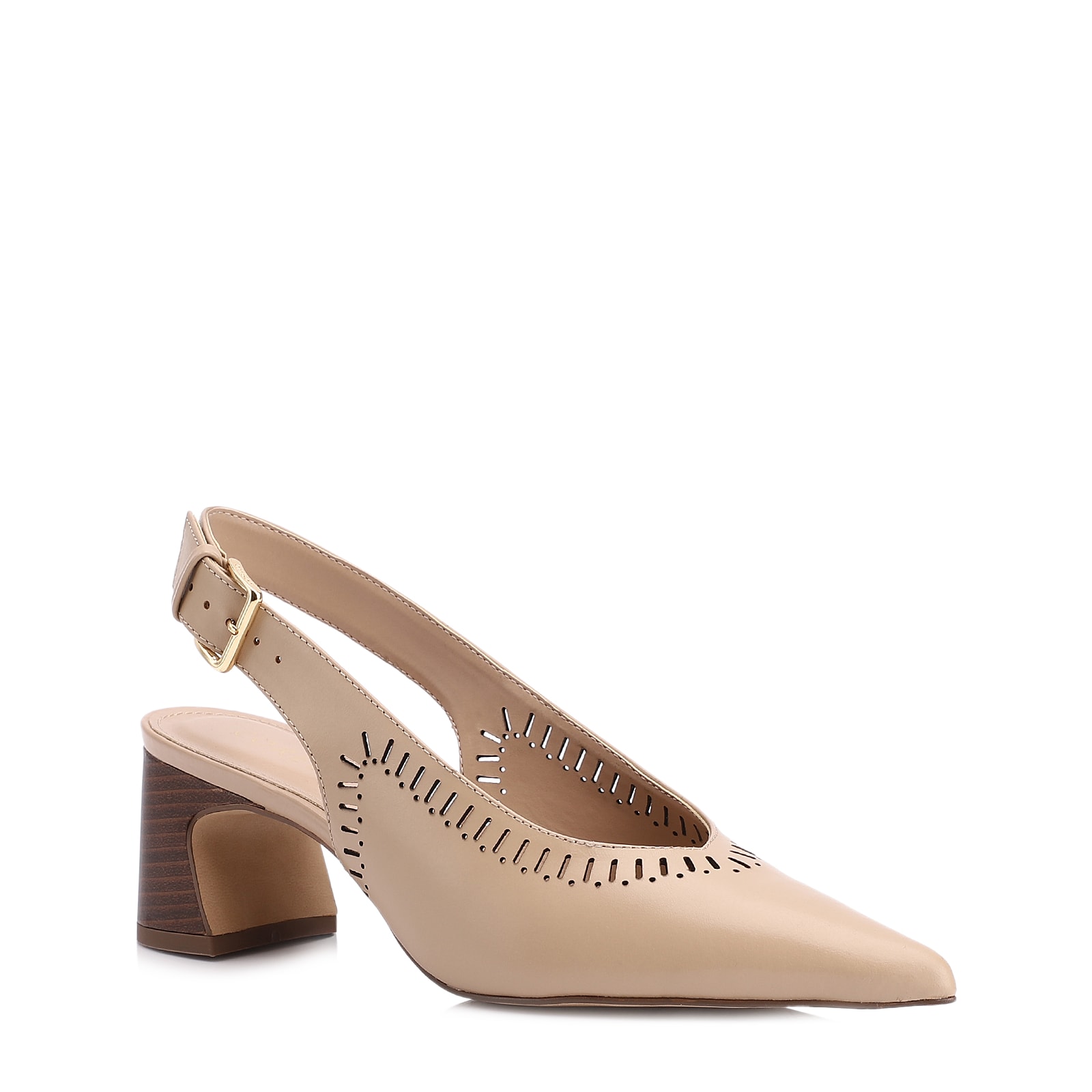 Scarpin Laser Cut Couro Bege