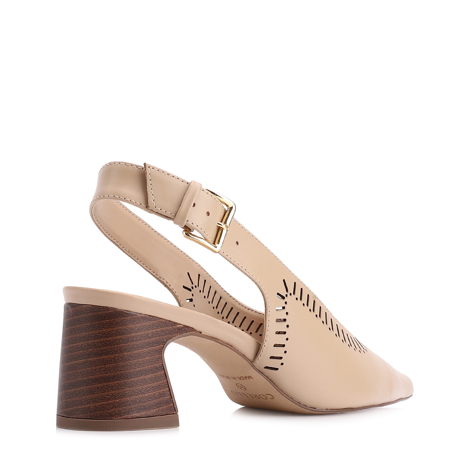 Scarpin Laser Cut Couro Bege