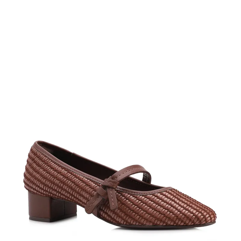 Scarpin Marrom Alt Tramado Tira Laço