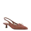 Scarpin Marrom Claro Salto Baixo Slingback Tela Alt Laço - imagem 1