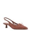 Scarpin Marrom Claro Salto Baixo Slingback Tela Alt Laço - imagem 1