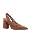 Scarpin Marrom Claro Salto Bloco Alto Alt Tramado Slingback - imagem 1