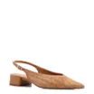 Scarpin Marrom Claro Salto Bloco Baixo Alt Tramado Slingback - imagem 1