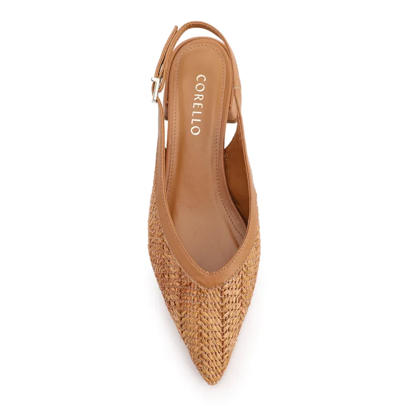 Scarpin Marrom Claro Salto Bloco Baixo Alt Tramado Slingback - foto 5
