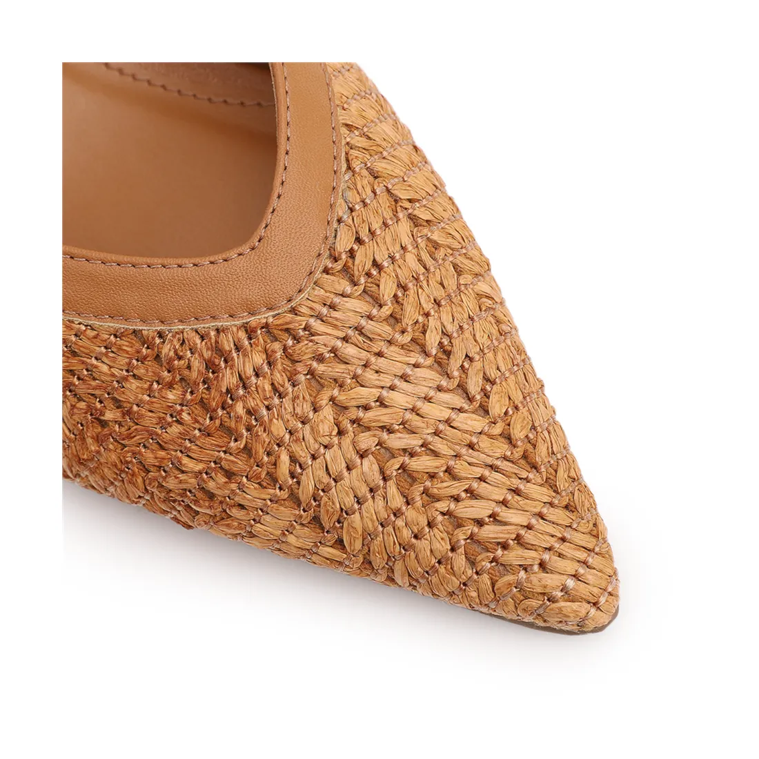 Scarpin Marrom Claro Salto Bloco Baixo Alt Tramado Slingback - foto 6