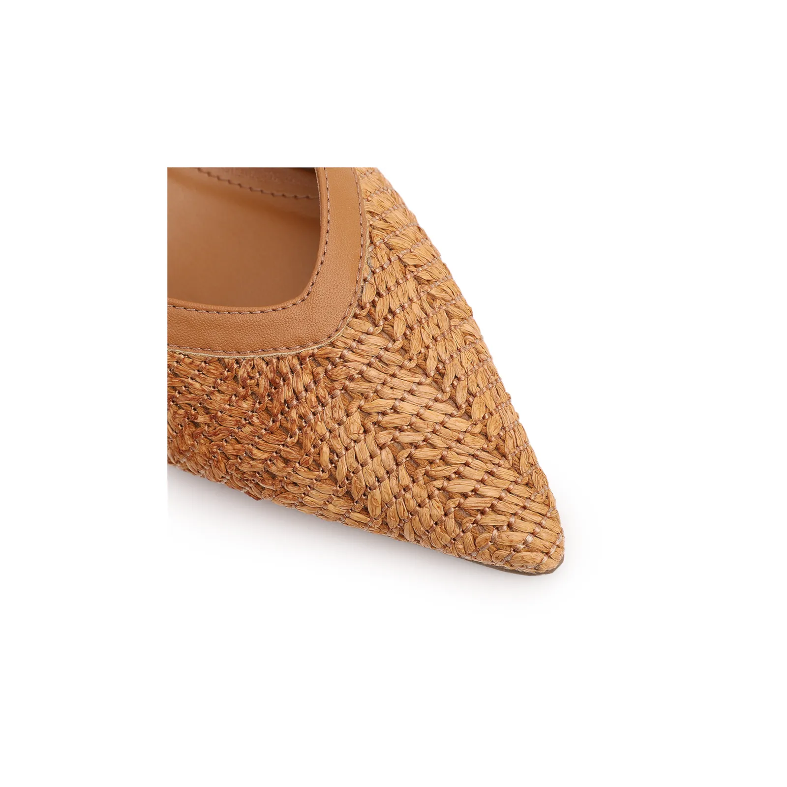 Scarpin Marrom Claro Salto Bloco Baixo Alt Tramado Slingback