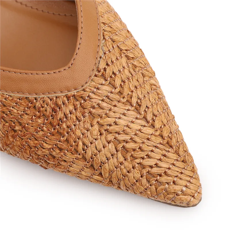 Scarpin Marrom Claro Salto Bloco Baixo Alt Tramado Slingback - foto 6