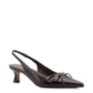 Scarpin Marrom Escuro Salto Baixo Couro Slingback Maxi Laço - imagem 1