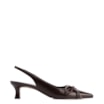 Scarpin Marrom Escuro Salto Baixo Couro Slingback Maxi Laço - imagem 3