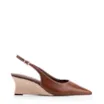 Scarpin Marrom Salto Anabela Médio Sisal Couro Antique Slingback - imagem 2