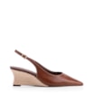 Scarpin Marrom Salto Anabela Médio Sisal Couro Antique Slingback - imagem 2
