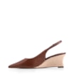 Scarpin Marrom Salto Anabela Médio Sisal Couro Antique Slingback - imagem 4