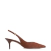 Scarpin Marrom Salto Baixo Fino Couro Nobuck Slingback - imagem 3