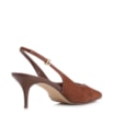 Scarpin Marrom Salto Baixo Fino Couro Nobuck Slingback - imagem 4