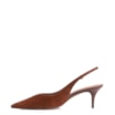 Scarpin Marrom Salto Baixo Fino Couro Nobuck Slingback - imagem 5