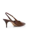 Scarpin Marrom Salto Baixo Fino Couro Slingback - imagem 3