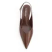 Scarpin Marrom Salto Baixo Fino Couro Slingback - imagem 5