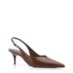 Scarpin Marrom Salto Baixo Fino Couro Slingback - imagem 1