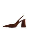 Scarpin Marrom Salto Bloco Alto Couro Nobuck Slingback - imagem 4