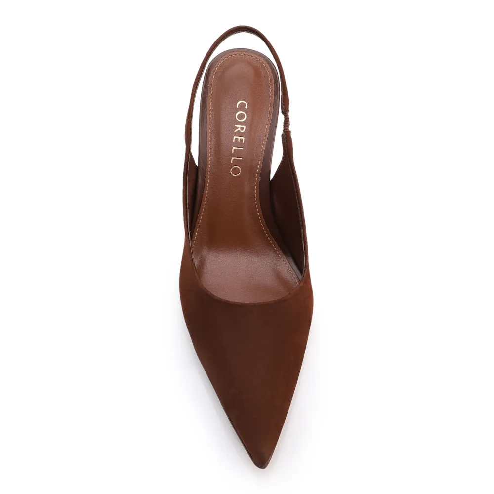Scarpin Marrom Salto Bloco Alto Couro Nobuck Slingback - imagem 5