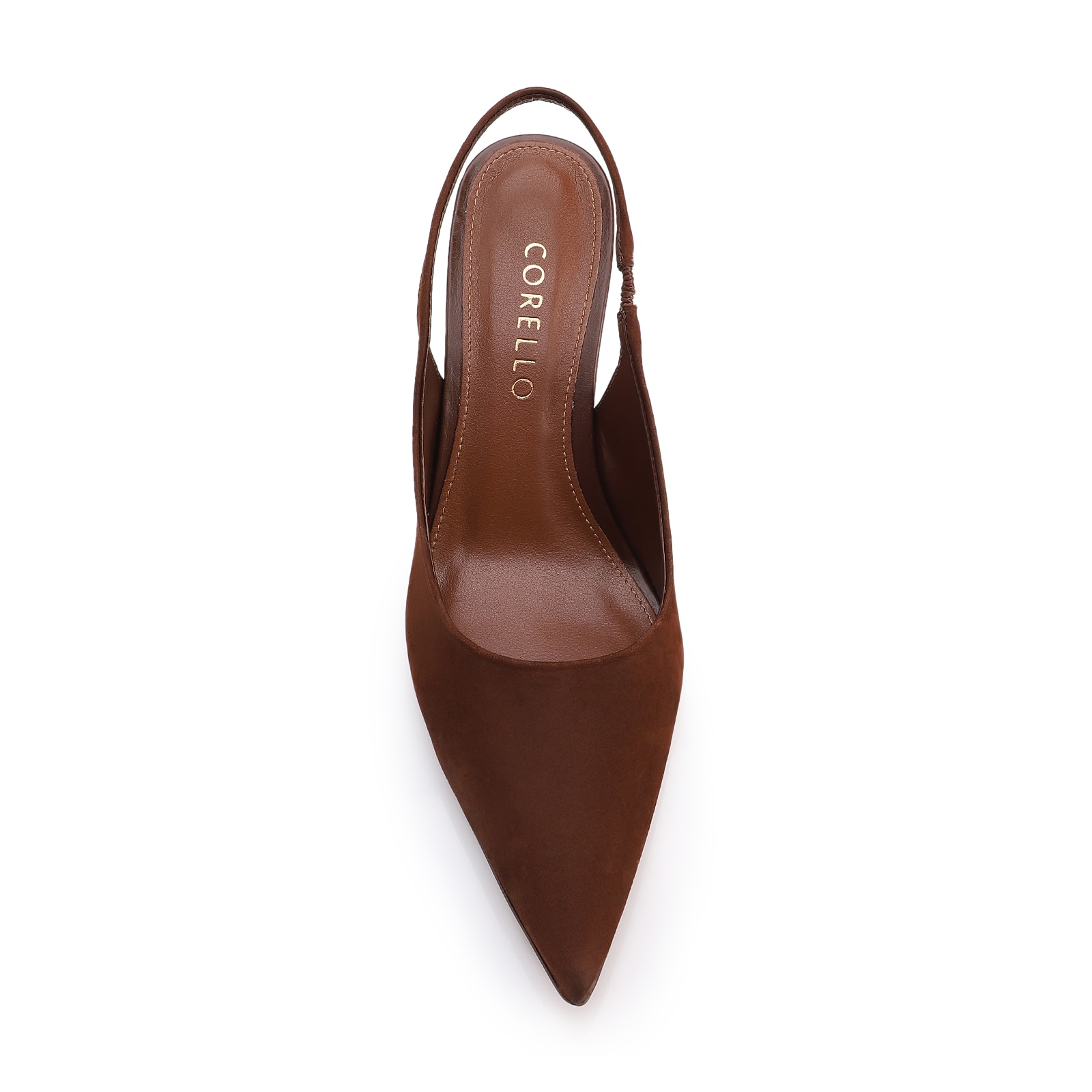 Scarpin Marrom Salto Bloco Alto Couro Nobuck Slingback