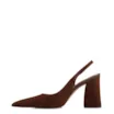 Scarpin Marrom Salto Bloco Alto Couro Nobuck Slingback - imagem 4