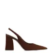 Scarpin Marrom Salto Bloco Alto Couro Nobuck Slingback - imagem 2