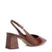 Scarpin Marrom Salto Bloco Médio Couro Bico Fino Slingback - imagem 3