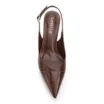 Scarpin Marrom Salto Bloco Médio Couro Croco Bico Fino Slingback - imagem 5