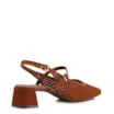 Scarpin Marrom Salto Bloco Médio Couro Nobuck Slingback Perfuros - imagem 3