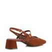Scarpin Marrom Salto Bloco Médio Couro Nobuck Slingback Perfuros - imagem 3