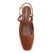 Scarpin Marrom Salto Bloco Médio Couro Nobuck Slingback Perfuros - imagem 5