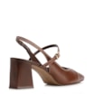 Scarpin Marrom Salto Bloco Médio Couro Pesponto Slingback - imagem 4