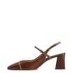 Scarpin Marrom Salto Bloco Médio Couro Pesponto Slingback - imagem 5