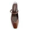 Scarpin Marrom Salto Bloco Médio Couro Pesponto Slingback - imagem 6