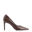 Scarpin Marrom Salto Fino Alto Couro Classic - imagem 3